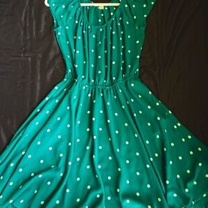 LC Lauren Conrad Green Polka Dot Asymmetrical Dress